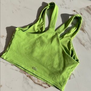 Alo Womens Airbrush Real Bra Tank Sz S Bright Green Trendy Workout Fitness